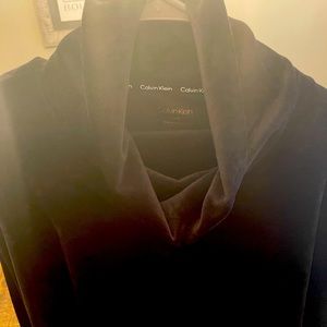 Black cowl neck velour top